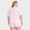 Women's Satin Short Sleeve Notch Collar Top and Shorts Pajama Set - Auden™ - 2 of 3