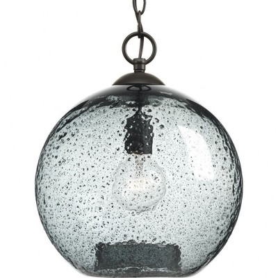 Progress Lighting, Malbec, 1-Light Pendant, Antique Bronze, Clear Textured Artisanal Glass Shade