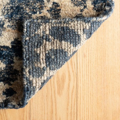 Indigo and Beige Hand-Knotted Jute Rug, 2' x 3'