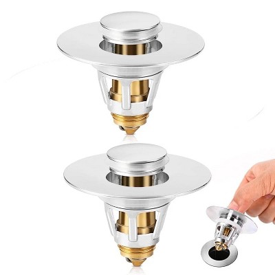 2-piece set, universal size pop-up sink strainer, leak-proof, clog-proof, insect-proof, with hair collector, brass filter core, chrome-plated finish