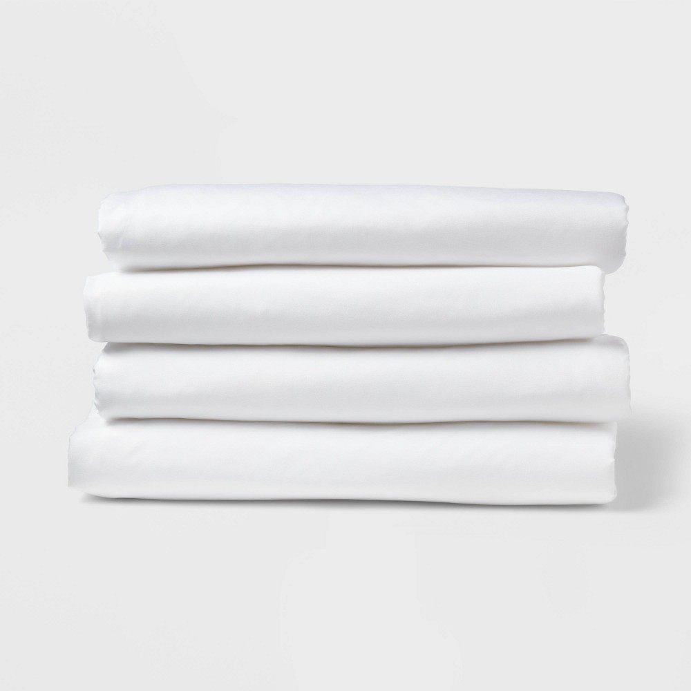 Photos - Bed Linen King 4pk Fitted Sheet White - Room Essentials™