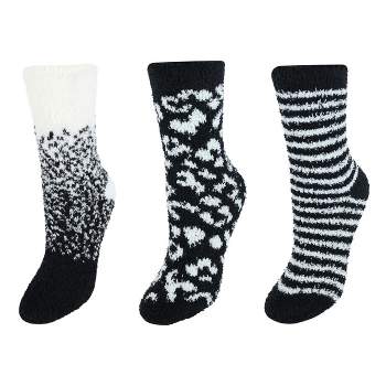 CTM Women's Fuzzy and Cozy Pattern Socks (Pack of 3)