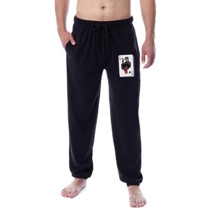 DC Comics Men's The Joker Red Hood Playing Card Sleep Jogger Pajama Pants Black - 1 of 3