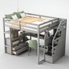 Full Size Loft Bed with Desk, Shelves, Storage Staircase, and 2 Drawers, Solid Wood Frame - 2 of 4