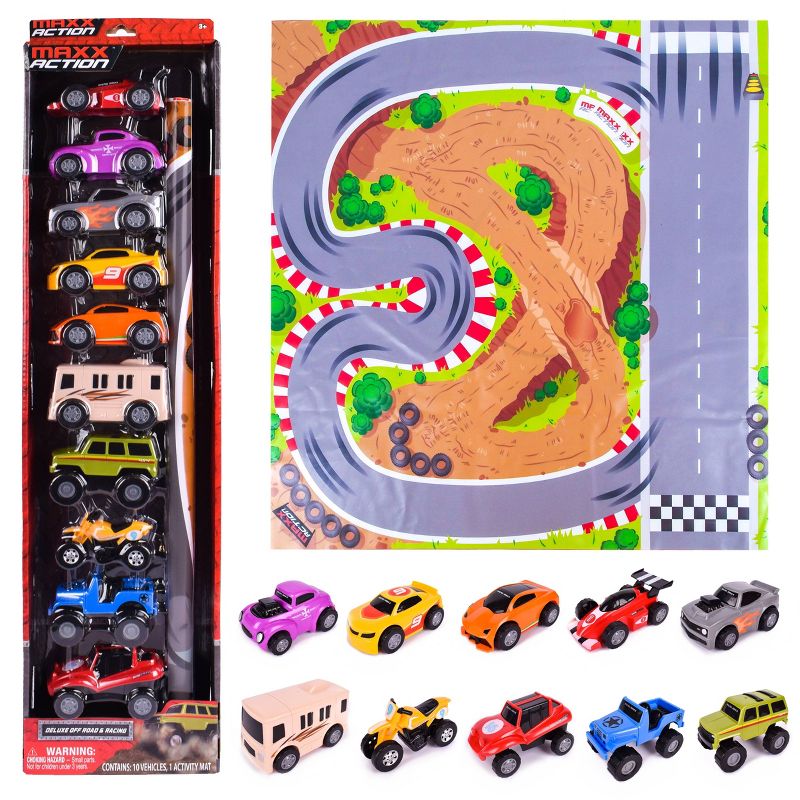 Maxx Action Mini Race and Off Road Vehicles w/ Play Mat &#8211; 10pk, 2 of 8