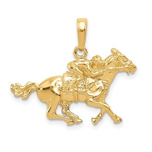 Black Bow Jewelry 14k Yellow Gold Race Horse and Jockey Pendant - 1 of 4