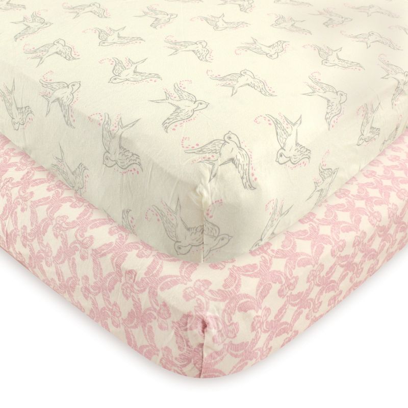 Touched by Nature Baby Girl Organic Cotton Crib Sheet, Bird, One Size, 1 of 2