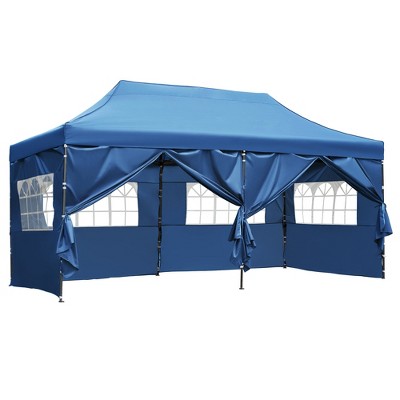 Whisen 10 x 20 Pop Up Canopy Tent with Sidewalls and Roller Bag, Heavy Duty Party Tent, Height Adjustable