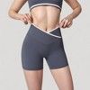 Anna-Kaci Active Women's High Waist Crossover Athletic Shorts with Stretch Fabric and Flattering V Front Waistband - 4 of 4