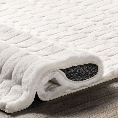 White Faux Fur Machine Washable Shag Area Rug