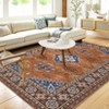 Washable Vintage Chenille Floral Print Farmhouse Area Rugs for Home Office - 2 of 4