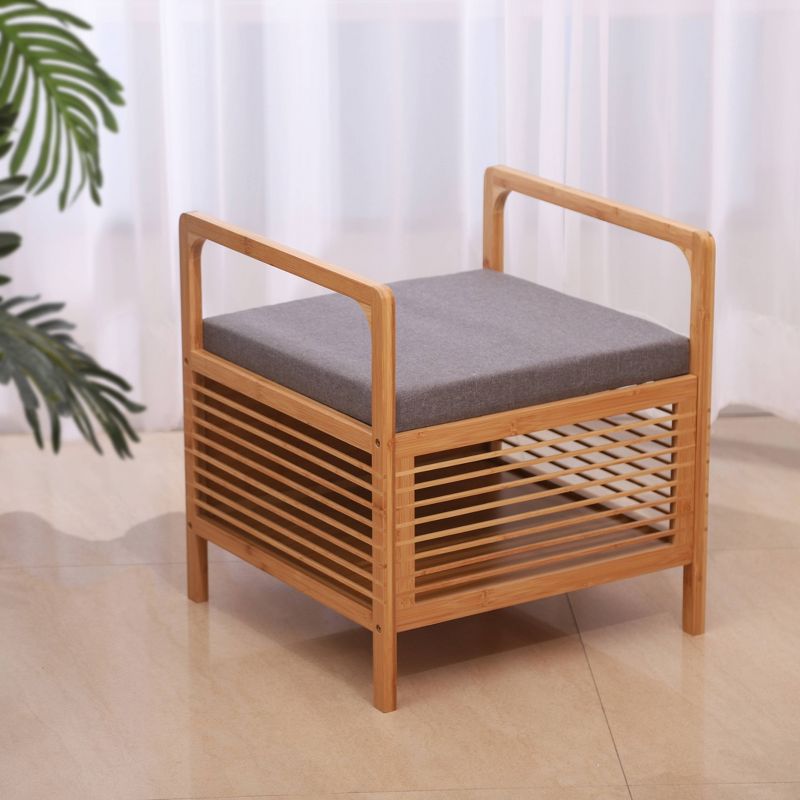 Square Cambridge Bamboo Storage Shoe Bench Natural - Proman Products, 5 of 10
