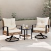 Patio 3-Piece All Weather Wicker Swivel Rocking Patio Conversation Set with Beige Cushions - 2 of 4