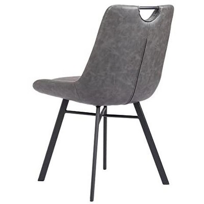 Vintage Gray Velvet Upholstered Side Chairs with Metal Legs, Set of 2