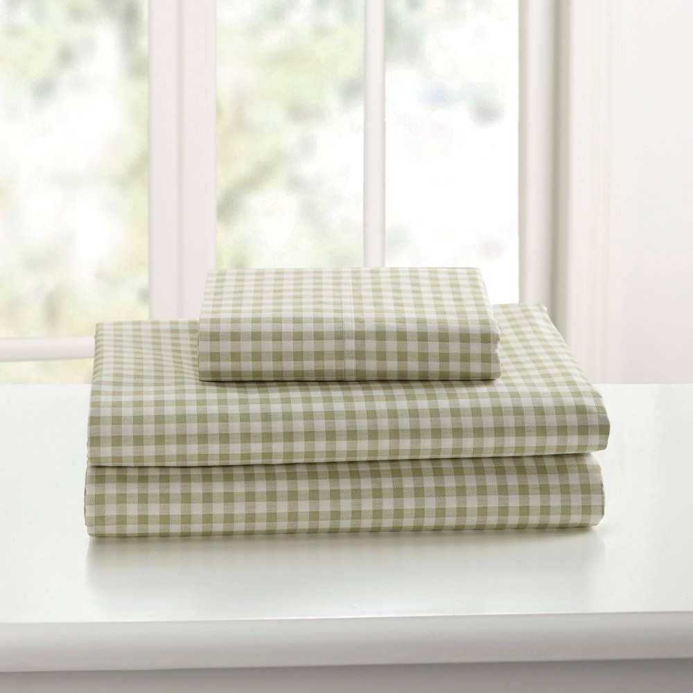 Photos - Bed Linen Laurel & Mayfair Queen Gingham Print Sheet Set Green