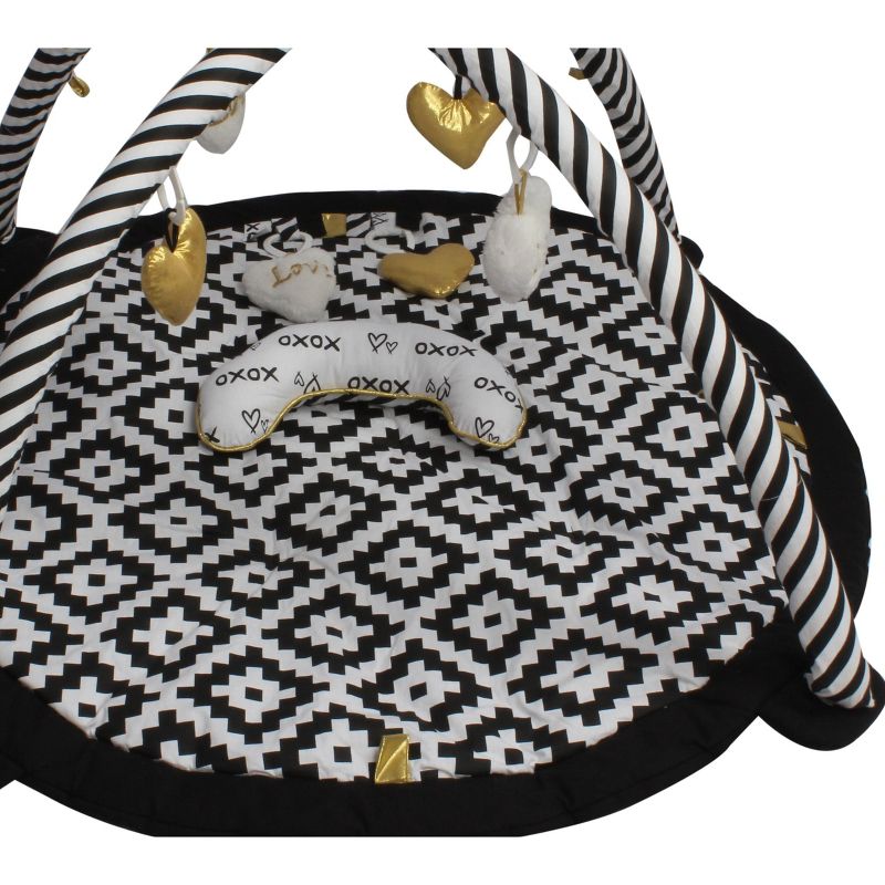 Bacati - Baby Activity Gyms & Playmats (Aztec Design/Print Love Black/Gold), 3 of 7