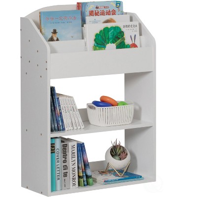 Basicwise Modern Wooden Storage Bookcase with Shelf, Playroom Bedroom Living and Office 
