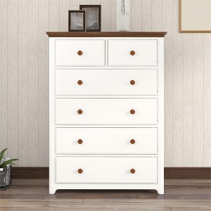 6 Drawers Dresser Chests For Bedroom Tall Chest Sturdy Frame Dressers Organizer For Living Room Hallway - 1 of 4