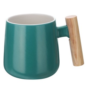 Unique Bargains Ceramic Simple Handmade Wooden Handle Coffee Mugs - 1 of 4