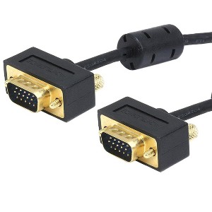 Monoprice Ultra Slim SVGA Super VGA Male to Male Monitor Cable - 10 Feet With Ferrites | 30/32AWG, Gold Plated Connector - 1 of 4