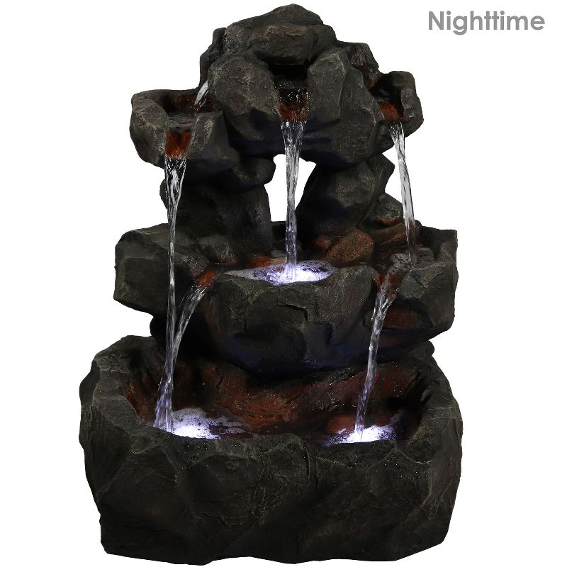 Sunnydaze 32"H Electric Fiberglass and Polyresin Layered Rock Waterfall Outdoor Water Fountain with LED Lights, 5 of 13