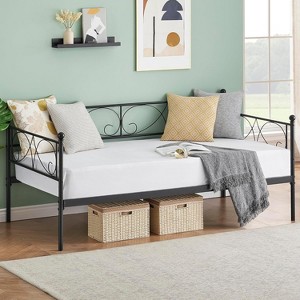 Twin Daybed with Headboard, Metal Sofa Bed Frame with Slat Support, No Box Spring Needed, Multifunctional for Bedroom Living Room Guest Room - 1 of 4