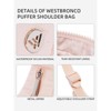Small Puffer Crescent Shoulder Bag for Women, Nylon Quilted Shoulder Purses, Puffy Handbags with Adjustable Strap - 3 of 4