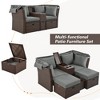 Convertible Outdoor Patio Daybed Loveseat Sofa Set with Retractable Canopy and Central Console - 3 of 4
