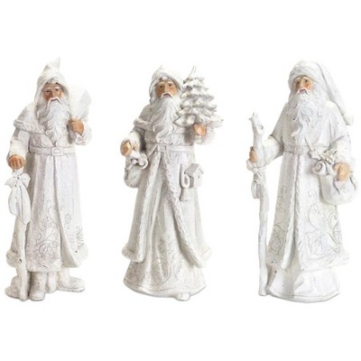 Snowy White Winter Santa Figurine (Set of 3)