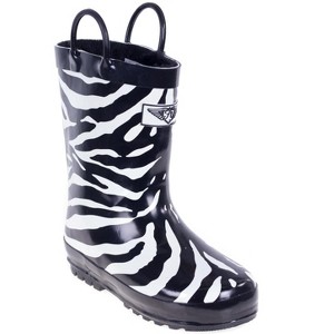 Forever Young Kid's Rubber Pull Up Zebra Print Rainboots - 1 of 3