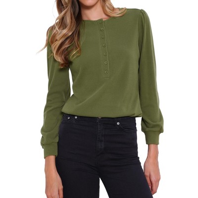 INSPIRE CHIC Women's Casual Crew Neck Long Sleeve Button Down Tops