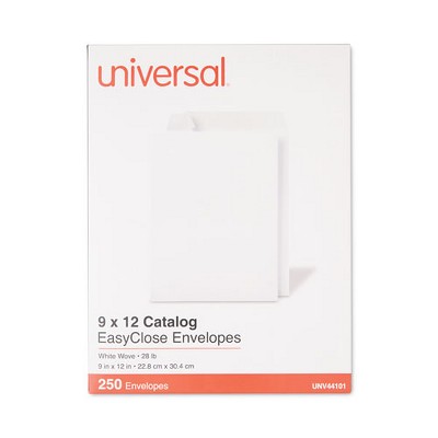 Universal EasyClose Catalog Envelope, #10 1/2, Square Flap, Self-Adhesive Closure, 9 x 12, White, 250/Box