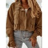 Imily Bela Womens Loose Fit Cropped Bomber Jacket Zip Up Long Sleeve Casual Outerwear with Pockets - 3 of 4
