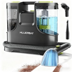 MUJERBAY 15Kpa Portable carpet cleaner machine, Easy Move with Handle, 1.5-inch Deep Cleaning Machine for Couch, Stairs, Car and Pet Messes. green - 1 of 4