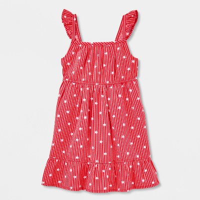 Toddler Girls' Adaptive Sleeveless 4th of July 'Star' Dress - Cat & Jack™ Red