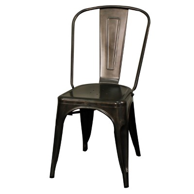 Gunmetal Industrial Metal Side Chair Set of 4