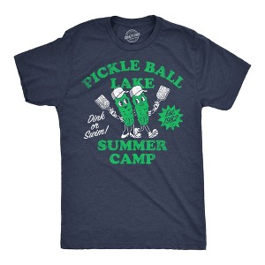 Mens Pickleball Lake Summer Camp T Shirt Funny Pickle Ball Lovers Joke Tee For Guys - Crazy Dog Men's T Shirt - 1 of 4