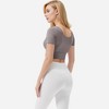 Anna-Kaci Active Women's Ruched Cutout Crop Top with Short Sleeves - 3 of 4