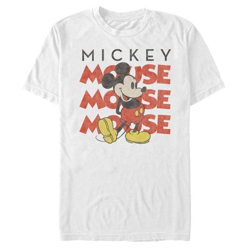 Men's Mickey & Friends Distressed Stack T-shirt - White - Small : Target
