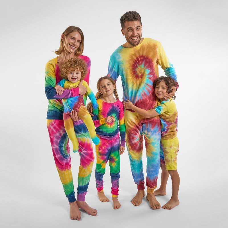 Leveret Kids Footed Cotton Matching Family Pajamas Tie Dye Swirl Boys 4