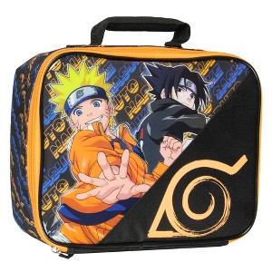 Naruto Lunch Box Naruto And Sasuke Manga Anime Hidden Village Logo Insulated Lunch Bag Lunch Tote For Kids Black - 1 of 4