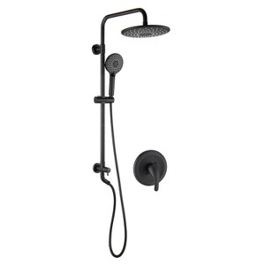 PROOX 3-Spray Round High Pressure Wall Bar Shower Kit with Hand Shower in Matte Black (Valve Included) - 1 of 4