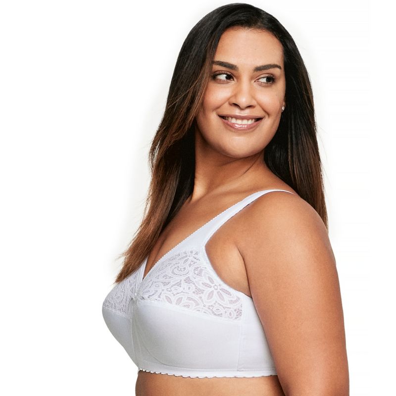 Glamorise Womens MagicLift Cotton Support Wirefree Bra 1001 White, 3 of 5