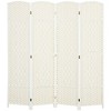 HOMCOM 4 Panel Room Divider, 6' Tall Folding Privacy Screen, Hand-Woven Freestanding Wood Partition for Home Office, Bedroom, White - image 4 of 4