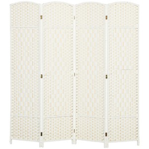Folding Room Divider Screen 4 Panel 6' Tall Privacy Screen Freestanding Wood Partition for Home Office - 1 of 4