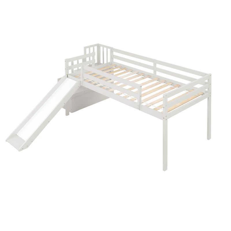 Twin size Loft Bed with Staircase, Safety Guardrails and Slide-ModernLuxe, 5 of 7