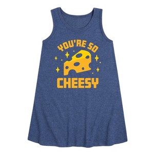 Girls' - Instant Message - You're So Cheesy Graphic Sleeveless Aline Dress - 1 of 4