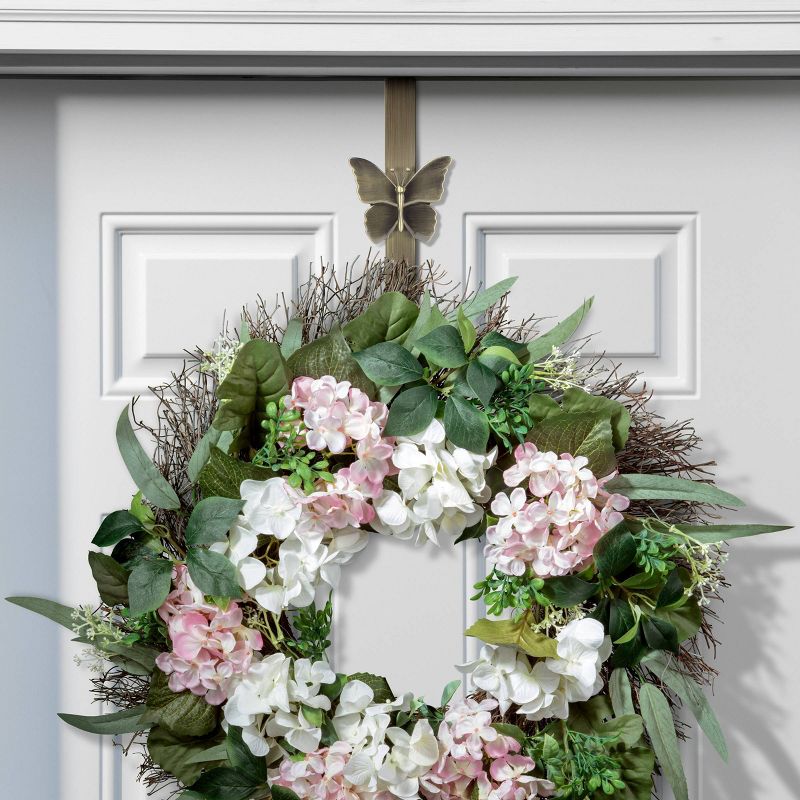 Haute Decor Christmas Adjustable Wreath Hanger with Icon Bundle Antique Brass Butterfly/Sun/Snowflake/Fleur de lis, 3 of 7