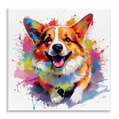Stupell Industries Happy Corgi Modern Splatter Wall Plaque Art