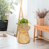 Costway 17'' Concrete Accent Side Table Hourglass Wood-like End Table Plant Stand Stool - 2 of 4